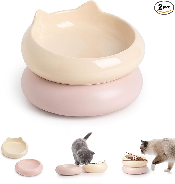 CERAMIC CAT SHAPED PET BOWL
